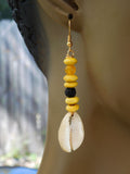 Cowrie Shell Beaded Yellow Ethnic Jewelry Dangle