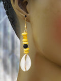 Cowrie Shell Beaded Yellow Ethnic Jewelry Dangle