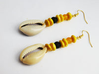 Cowrie Shell Beaded Yellow Ethnic Jewelry Dangle