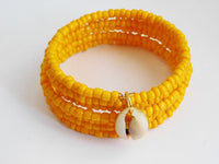 Yellow Bracelet Beaded Adjustable Jewelry Cowrie Shell